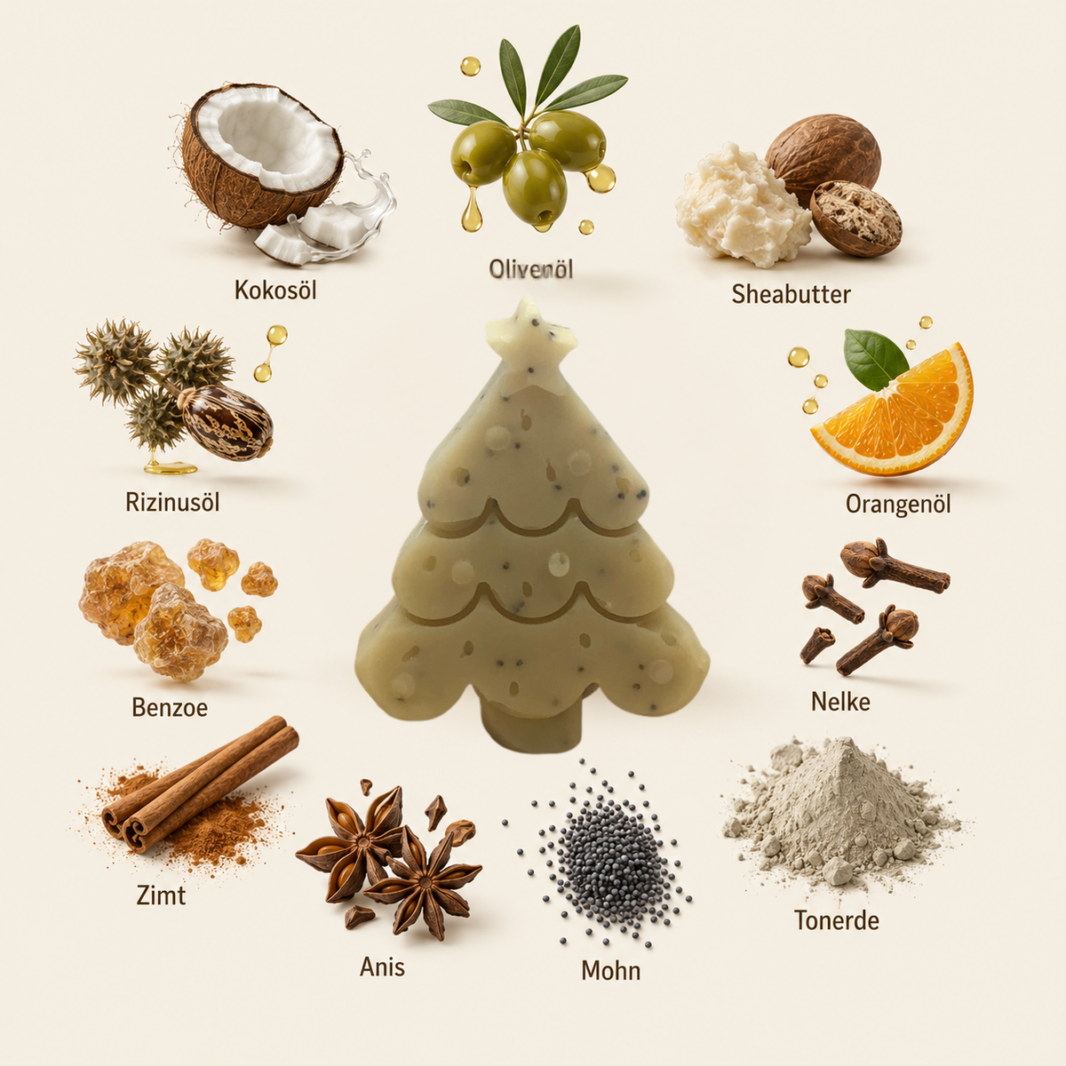 WEIHNACHTSSEIFE ZIMT | NATURSEIFE IN TANNENFORM